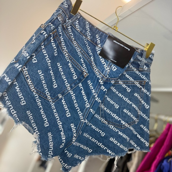 Alexander Wang Logo Print Denim Shorts - Picture 3 of 3
